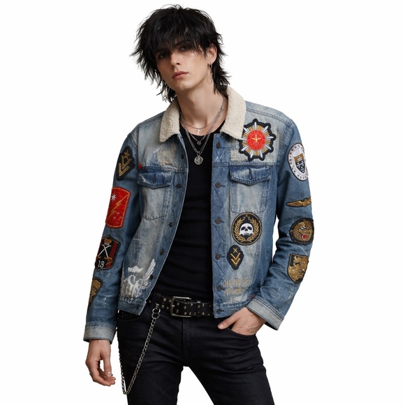 Reason Other - REASON Denim Jacket – Rocker / Moto Patchwork Style